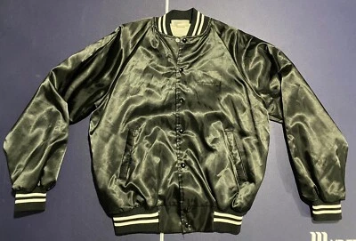 Винтажный K-Brand черный атласный Snap куртка без нашивки мужской Med сделано в США - Изображение 1 из 4