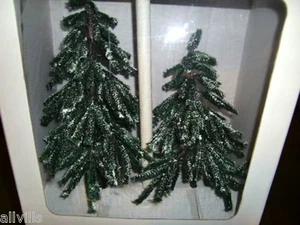 VILLAGE FROSTED HEMLOCK # 52638  TWO TREES  DEPT 56 RETIRED SNOW VILLAGE BOXED - Picture 1 of 3