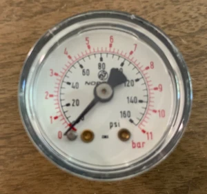 Norgren Pressure Gauge 0-160psi 1/8" NPT Rear Mount Metal Case NOS - Picture 1 of 2