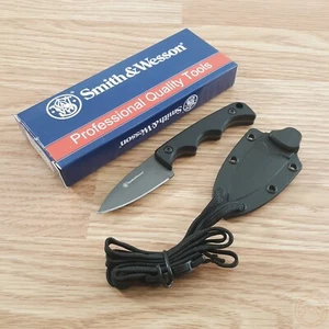 Smith & Wesson HRT Neck Fixed Knife 2" 8Cr13MoV Steel Blade Black G10 Handle - Picture 1 of 12