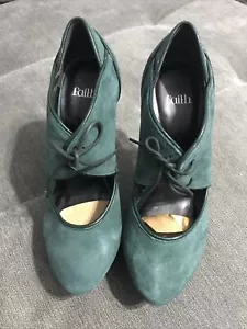 Faith Celeste Green Suede Stiletto Shoes Size 4 - Picture 1 of 10