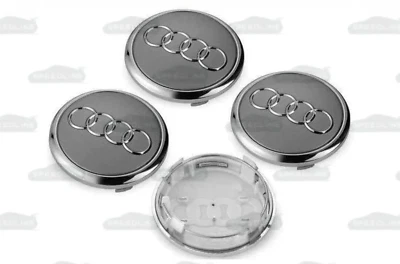 Juego de 4 tapacubos centrales emblema llanta Audi gris cromo 61 mm 8W0601170JG3 OE Foto 1 de 2