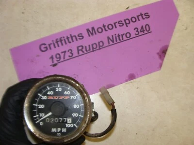 1973 RUPP NITRO 340 fan 400? oem speedometer gauge speedo w mount clamp 2077mi - Image 1 of 4