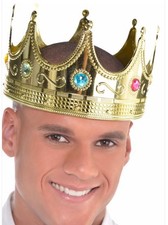 Gold Plastic King Crown Hat Regal Prince Medieval Headpiece Halloween Crown LOT