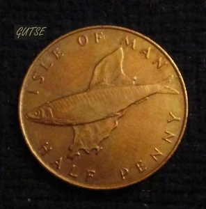 Gutse Île de Man, 1/2 Penny 1976, Hareng, Presque Sans Circulaire - Picture 1 of 2