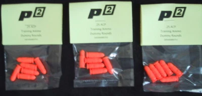 P2.25 ACP GORRAS A PRESIÓN ENTRENAMIENTO MUNICIÓN BALAS PROYECTILES PRÁCTICA SEGURA 25Cal -6 Paquete Foto 1 de 2