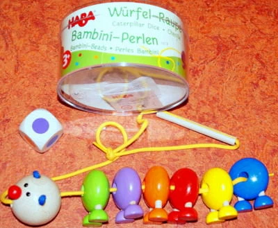 ☺ ovp HABA 1973 Würfel Raupe Bambini Perlen Fädelperlen Holzspielzeug - Bild 1 von 2