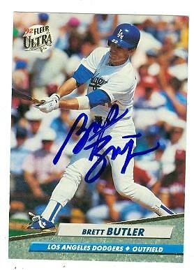 Brett Butler autographed baseball card Los Angeles Dodgers 1992 Fleer Ultra #209 - Image 1 of 1