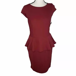 Mossimo NWT Women's Dress Size Small Cranberry Peplum Work Career Sleeveless - Picture 1 of 9