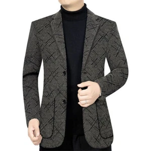 Hombres Formal Trabajo Blazer Chaqueta Negocios Informal Botón Calce Ajustado Traje Abrigo Prendas para el torso - Imagen 1 de 13