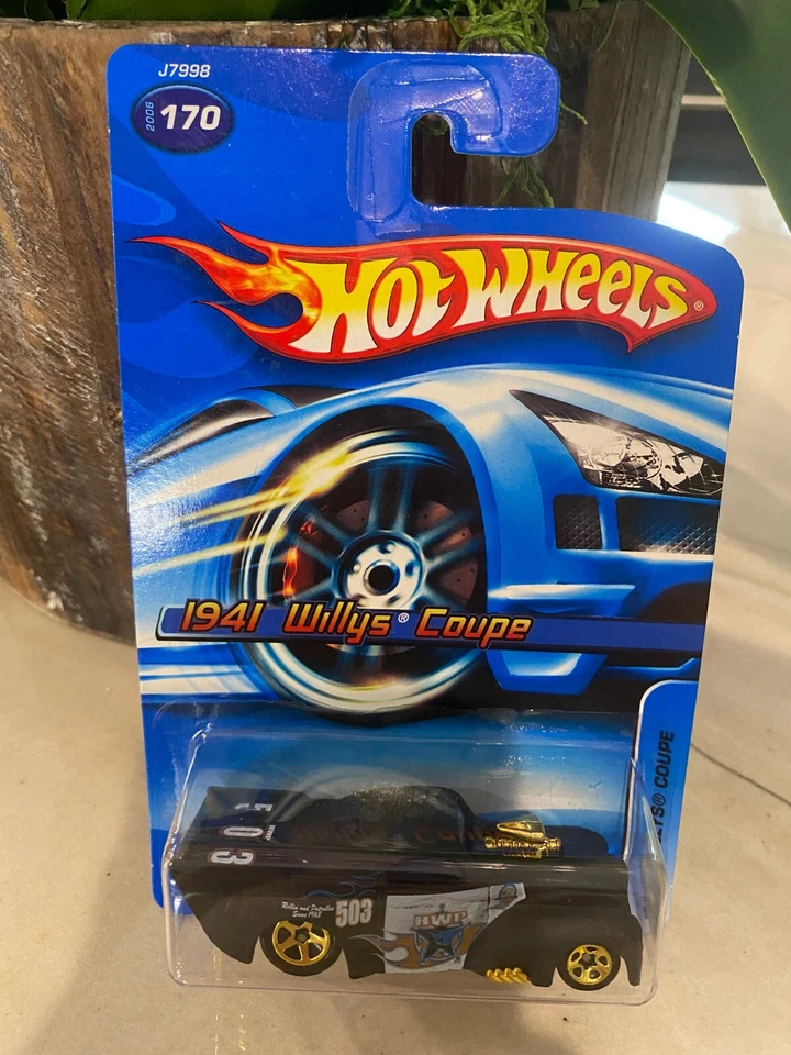 2006 Hot Wheels Mainline #170 1941 WILLYS COUPE Nero Piatto Base Dorata Con 5 Sp - Immagine 1 di 1