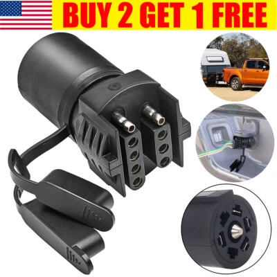 7 Way Round to 4/5 Pins Flat Trailer Adapter Wiring Plug For Truck RV Tow Lights - Image 1 of 4