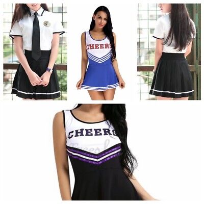 Sexy Donne'S SCHOOL Uniform Ragazze Cheerleader Costume Abito Cosplay Gonna Di Ruolo • 15.23€