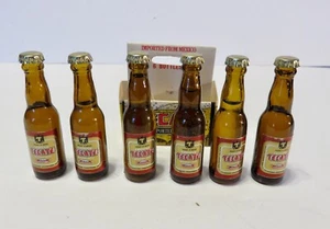 Vintage 3" Tecate Beer Sixpack Miniature Bottles Cardboard Case - Picture 1 of 6