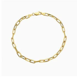 14K Yellow Gold Paperclip Chain Bracelet - 7.5" Inch - Picture 1 of 4