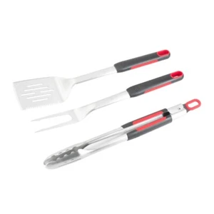 Grill Stainless Steel BBQ Tool Set with Soft Grip Handles-3Pcs,Tong,Spatula,Fork - Picture 1 of 19