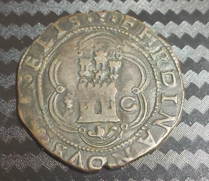 4 maravedis Catholic Kings Monarchs of Spain coin Isabella Ferdinand Cuenca 1497 - Picture 1 of 5