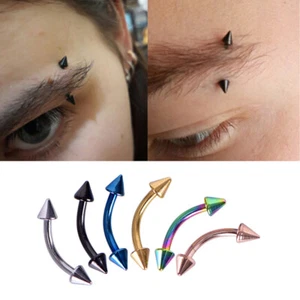 12Pcs/Set Curved Bar Barbell Ball Spike Tragus Eyebrow Lip Ring Body PiercinF#DT - Photo 1/7