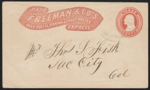 Freeman & Co.'s Express on 3c Nesbitt (Scott U9) to Sac City (Sacramento) CA - Picture 1 of 2