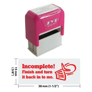 Finish Incomplete Teacher Stamps - JYP 4911R-Self Inking Rubber Stamp (RED INK) - Picture 1 of 1