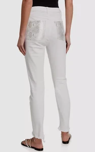 7 FOR ALL MANKIND Womens jeans Silver Pockets Pants Stretch White Sz 25 $225 - Picture 1 of 14