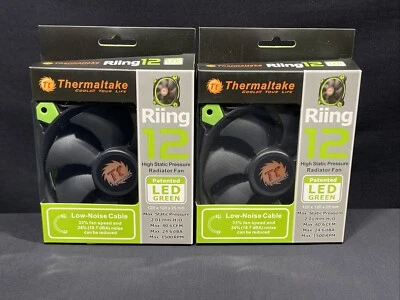 Thermaltake CL-F038-PL12GR-A Riing 12 High Static Pressure Green LED Radiator Fa - Image 1 of 4