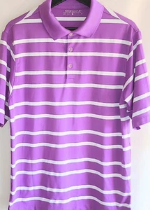 Nike Golf Dri Fit Mens  Small Short Sleeve Golf Polo Striped Purple White - Picture 1 of 9
