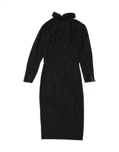 VINTAGE Womens 3/4 Sleeve Sheath Dress UK 4 XS Black Striped BJ68 - Picture 1 of 2