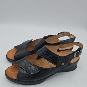 Finn Comfort Kenia Black Embossed Leather Slingback Sandals 9.5 - Picture 1 of 10