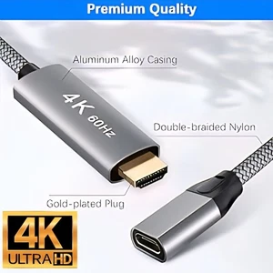 BASESAILOR USB C Female to HDMI Male Cable Adapter,USB Type C 3.1 Input to HDMI - Picture 1 of 10