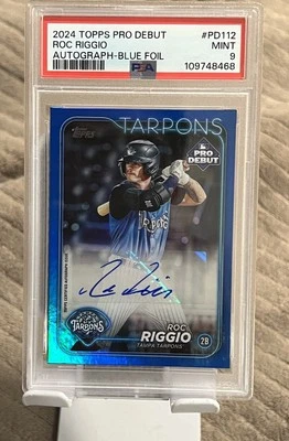 2024 Topps Pro Debut Blue Foil Autograph Roc Riggio #/150 PSA 9 Mint Yankees - Image 1 of 2
