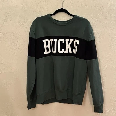 '47 品牌 Milwaukee Bucks Colorblock 圆领运动衫男式 XL 绿色 — 第 1/3 张图片