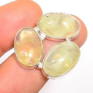 Natural Prehnite Gemstone Silver Plated Jewelry Ring s.9.5 TR7508-1575 - Picture 1 of 3