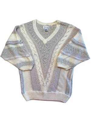 复古 80 年代毛衣加 20 柔软针织装饰珍珠奶奶复古异想天开 — 第 1/4 张图片