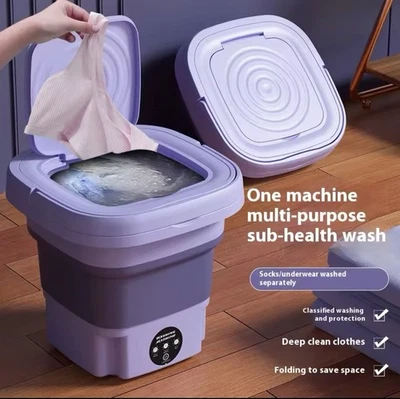 Portable Washing Machine Mini Washer Foldable Washer and Spin Dryer Small Travel - Image 1 of 3
