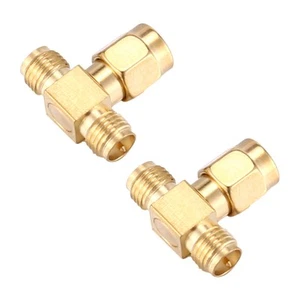 2 Pcs RP SMA Male to Two RP SMA Female Triple T Adapter Connector 3 way5173 - Foto 1 di 7