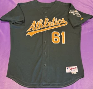 Autentica maglia Oakland Athletics A’s Windsor #61 Majestic rilasciata dalla squadra 50 (0062) - Foto 1 di 8