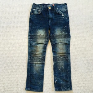 Lion Dynasty Kids Slim Fit Jeans Size 7 Blue Denim Moto Style Distressed - Picture 1 of 3