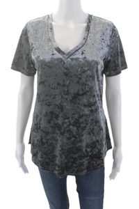 Z Supply Womens Short Sleeve V Neck Classic Velvet Tee Shirt Gray Size Medium - Picture 1 of 6