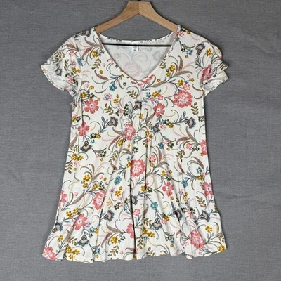 Old Navy Womens Maternity Top Size M Floral Soft V Neck Short Sleeve Pullover - Image 1 of 4