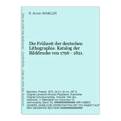 Die Early Days the Germans Lithographie. Catalog of Picture Prints By 1796 - - Image 1 of 1