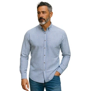 Blaq Shirt Long Sleeve Shirt Men Size Large Green Check Slim Fit Casual Dress - Picture 1 of 9