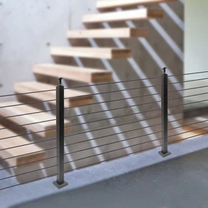 Cable Railing Post 36"x2"x2"  Deck Railing Horizontal Drilling Angle Black - Picture 1 of 16