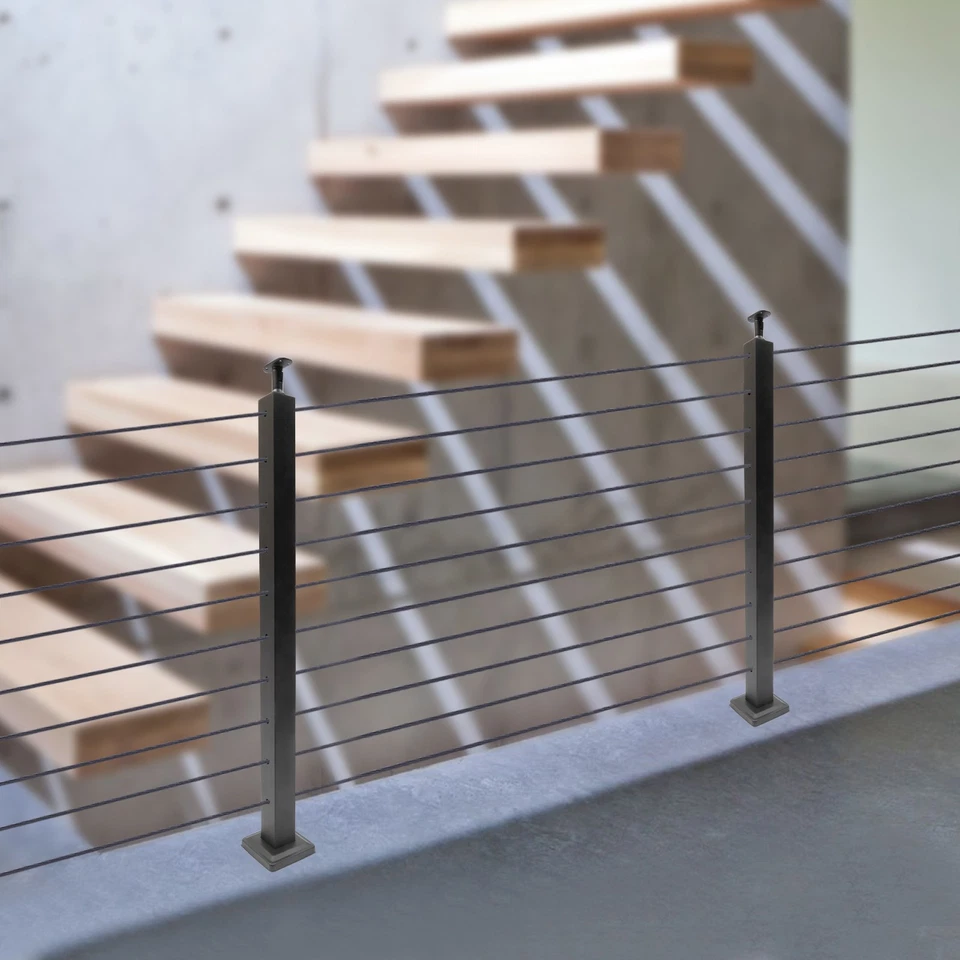 Cable Railing Post 36"x2"x2"  Deck Railing Horizontal Drilling Angle Black - Image 1 of 4