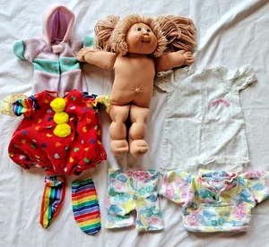 Vintage Cabbage Patch Doll & Clothing Lot 3 Outfits Bonus Baby Outfit Clown CPK - Picture 1 of 24