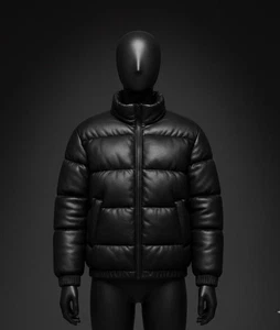 Luxury Black Leather Quilted Puffer Jacket for Men - Picture 1 of 4