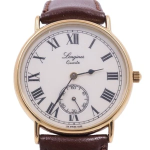 Reloj Longines Charleston pequeño segundo cuarzo para hombre esfera dorada GP plateada - Imagen 1 de 9
