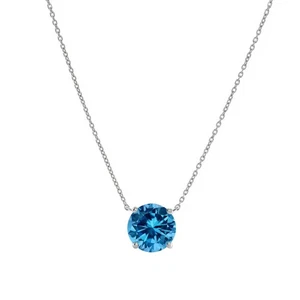 1 Ct Round Blue VS Lab Created Grown Floating Diamond Necklace 14K White Gold - Picture 1 of 3