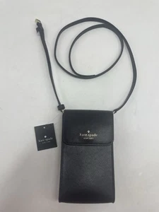 Kate Spade New York Madison North South Flap Phone Crossbody Leather Black KC592 - Picture 1 of 24