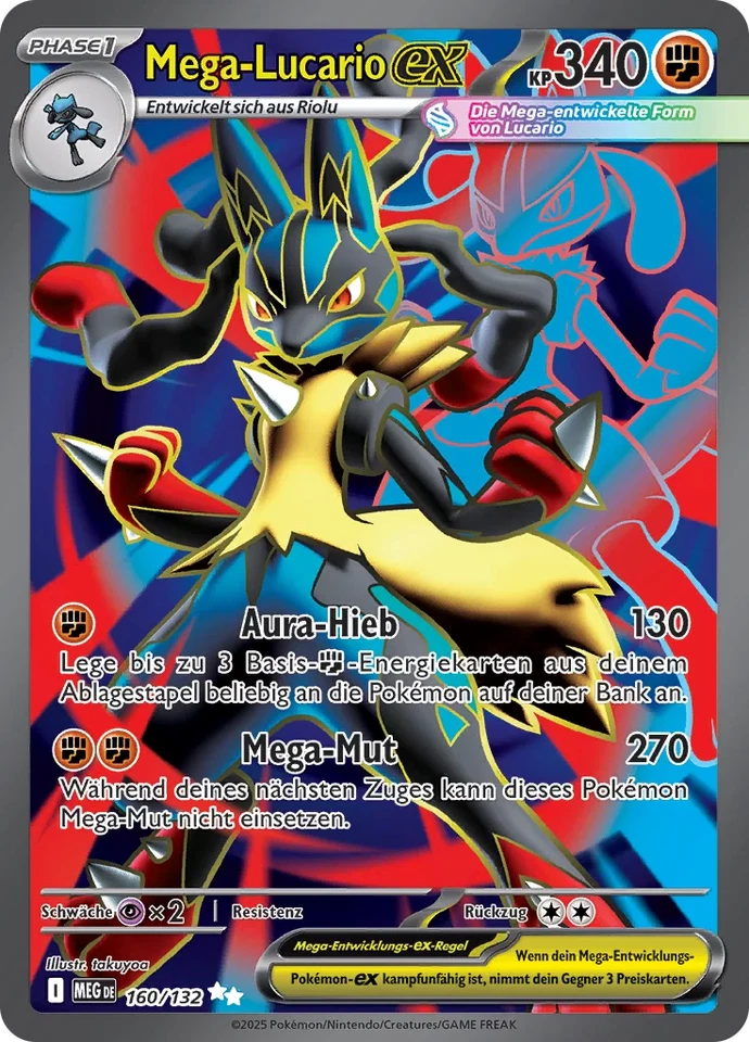 Pokemon Mega Entwicklung Mega Lucario ex 160/132 Near Mint deutsch - Bild 1 von 1